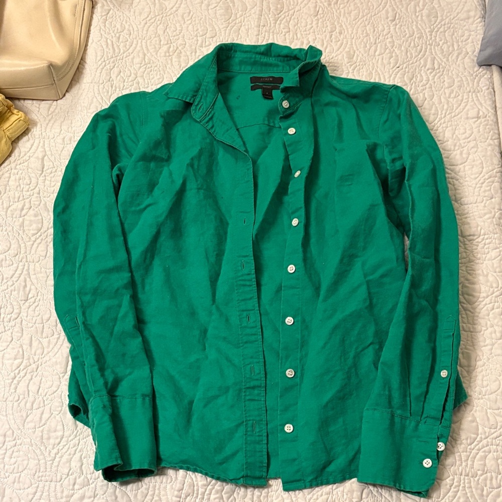 J. Crew Vibrant Green Blouse